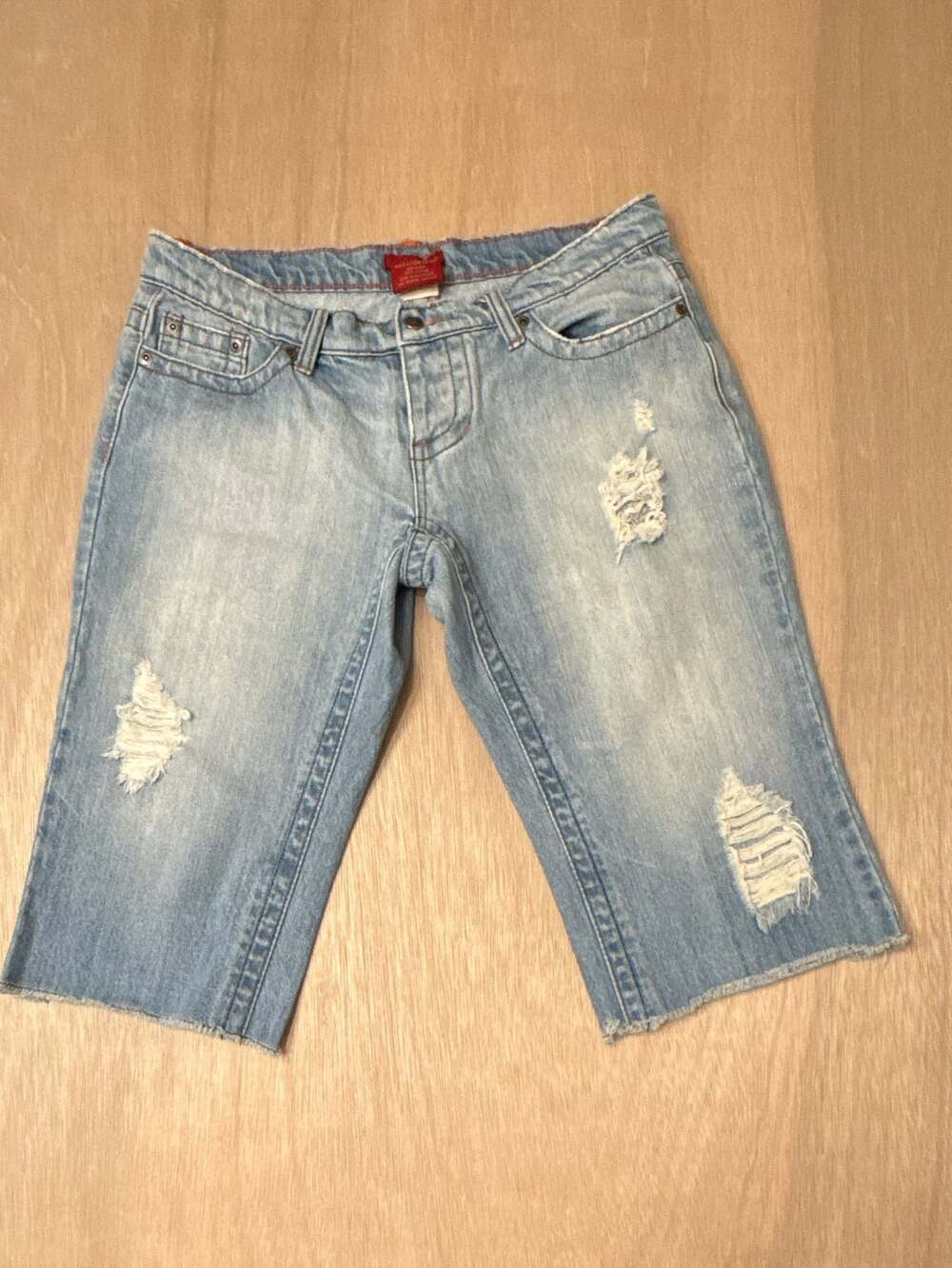 Gadzooks Distressed Light Wash Denim Jorts Bermuda Shorts